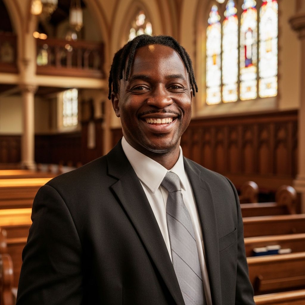 Pastor welcoming visitors